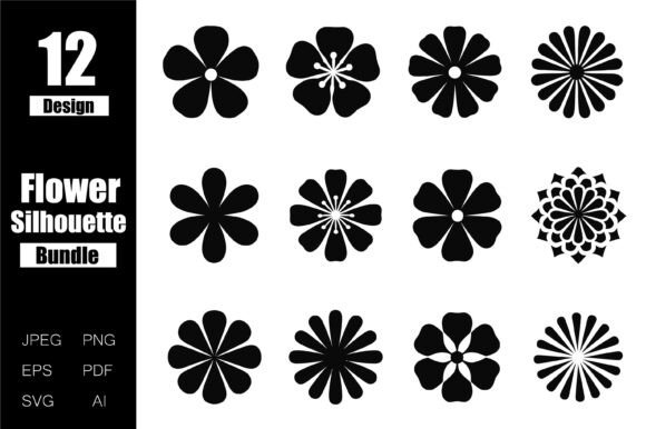 Flowers Set Silhouette Review for Real Embroidery