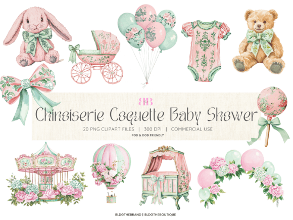 Pink Green Coquette Baby Shower PNGs Review